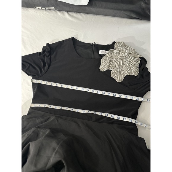 NWT MAC DUGGAL [ 16 ] 11832‎ Long Sleeve Taffeta 3D Flower Ball Gown Black S1909 - Picture 5 of 14